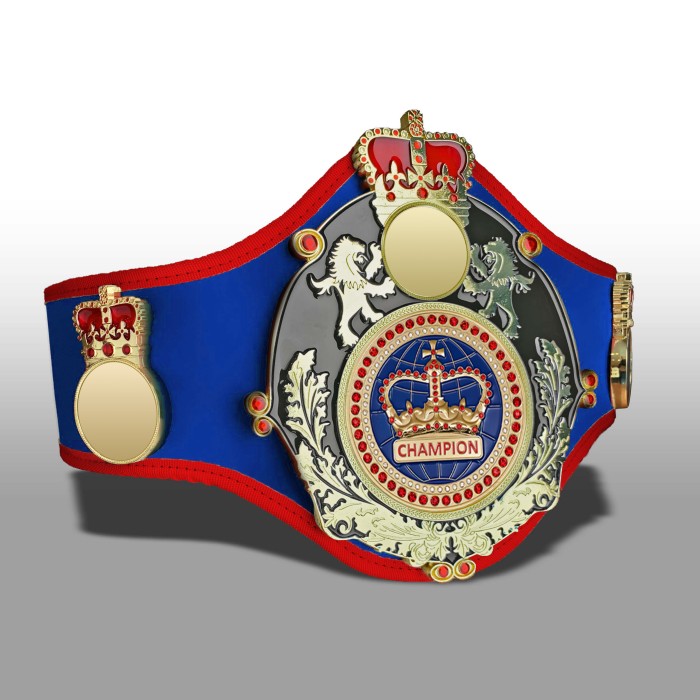 QUEENSBURY PRO LEATHER BLUE CHAMPION CROWN CHAMPIONSHIP BELT QUEEN/B/G/BLUGEM - AVAILABLE IN 10+ COLOURS